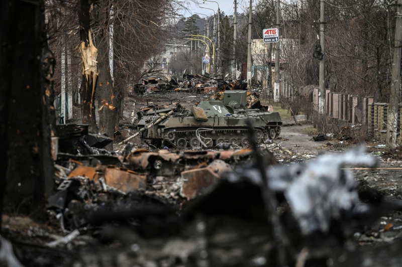 Cidade ucraniana de Bucha após a invasão russa