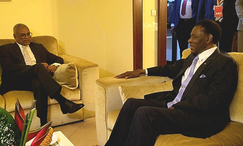 José Maria Neves e Teodoro Obiang em São Tomé